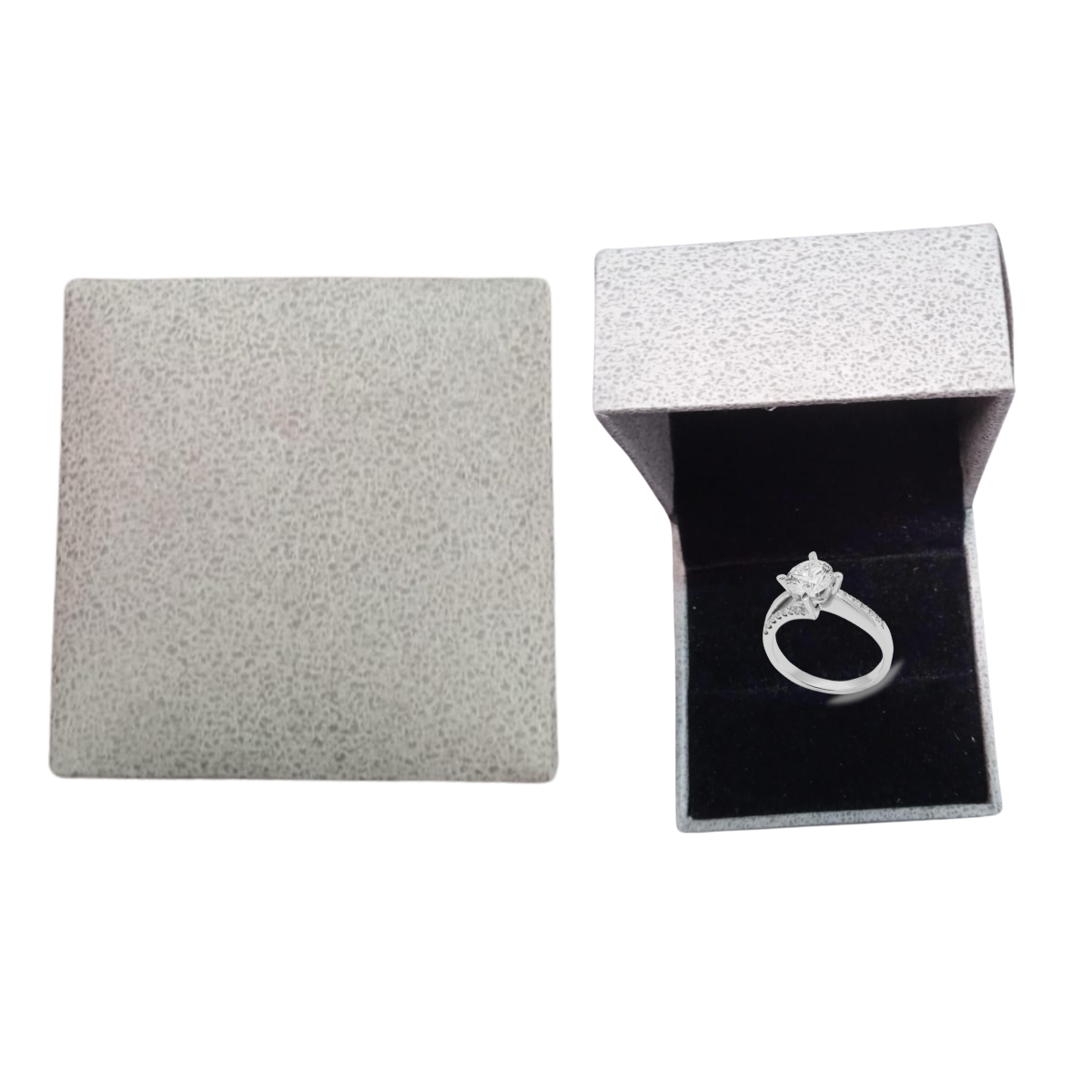 Caja Joyeria Cuadrado Piel Sintetica Gris