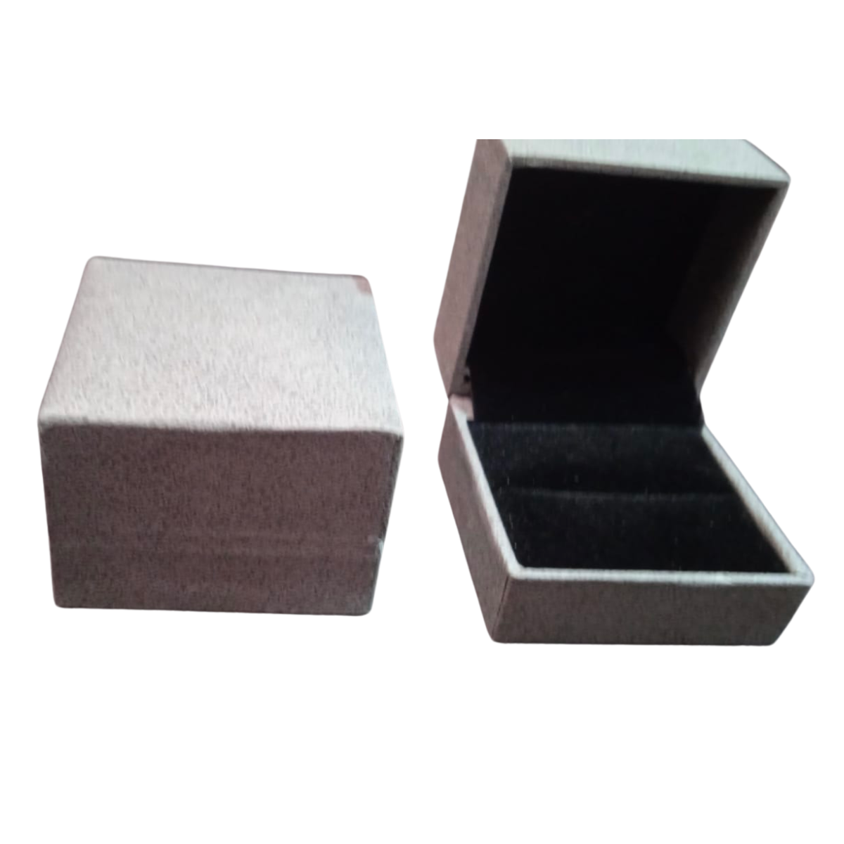Caja Joyeria Cuadrado Piel Sintetica Gris