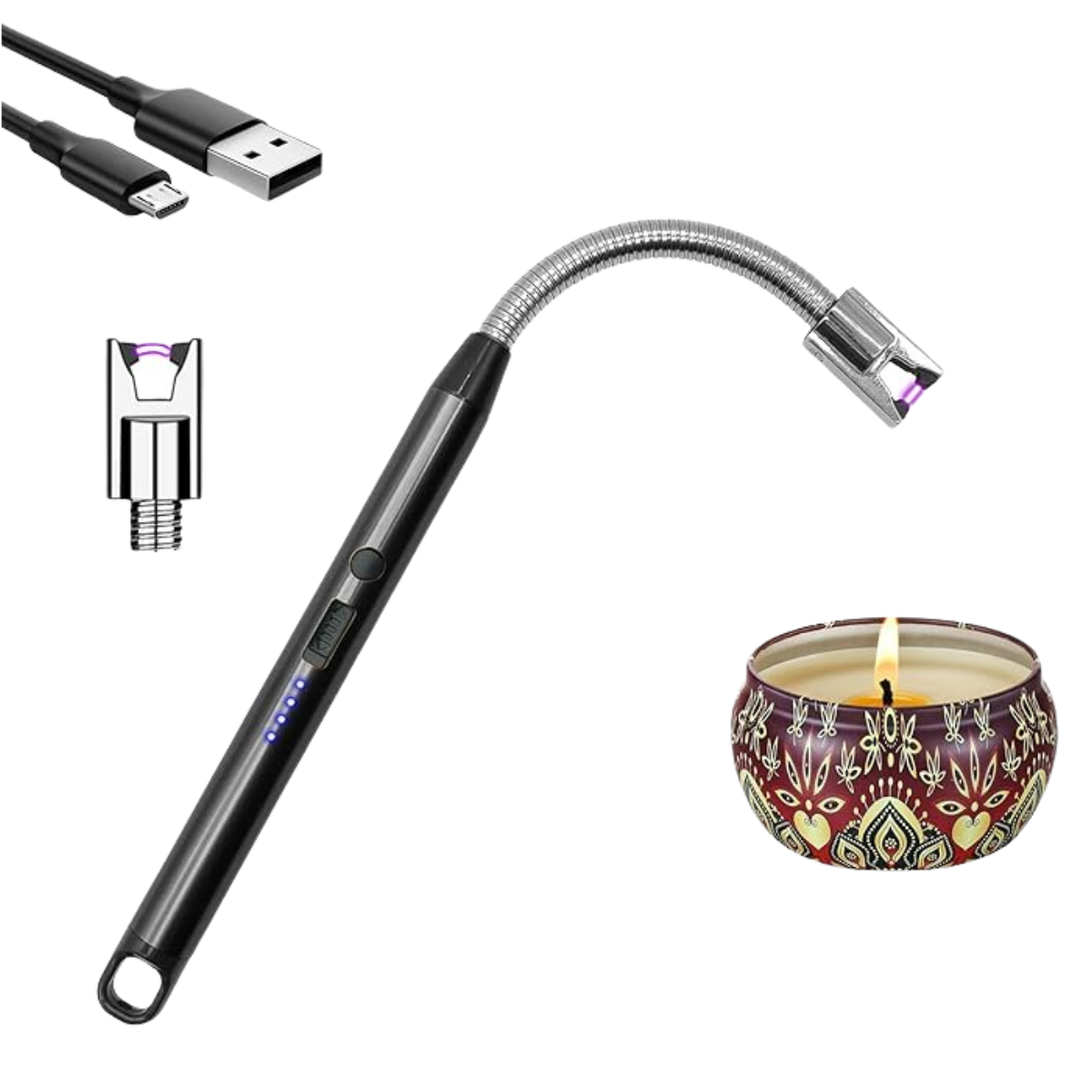 Encendedor Eléctrico Recargable USB Manguera de Rotación 360°
