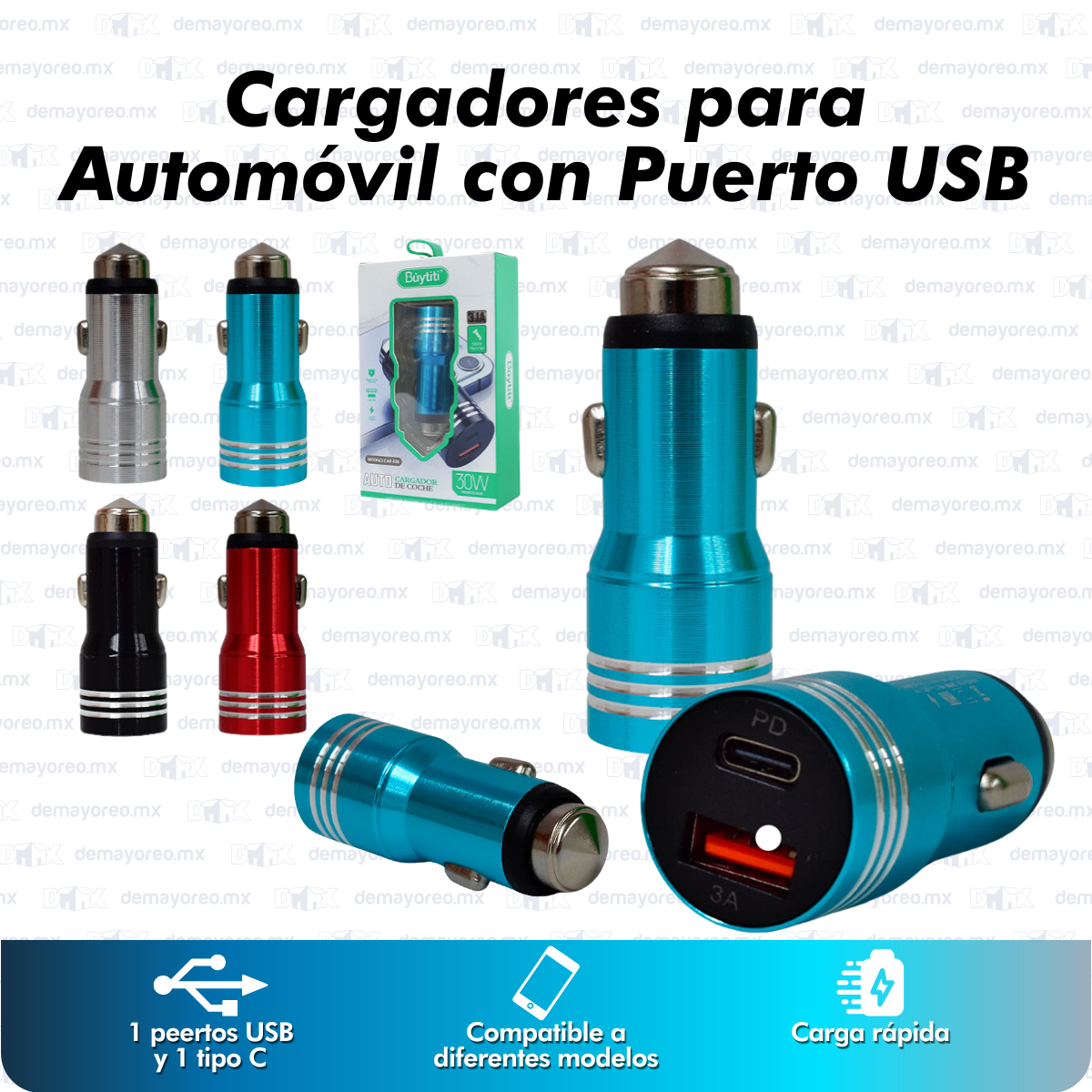 Cargador para Automóvil USB y Tipo C CAR-036