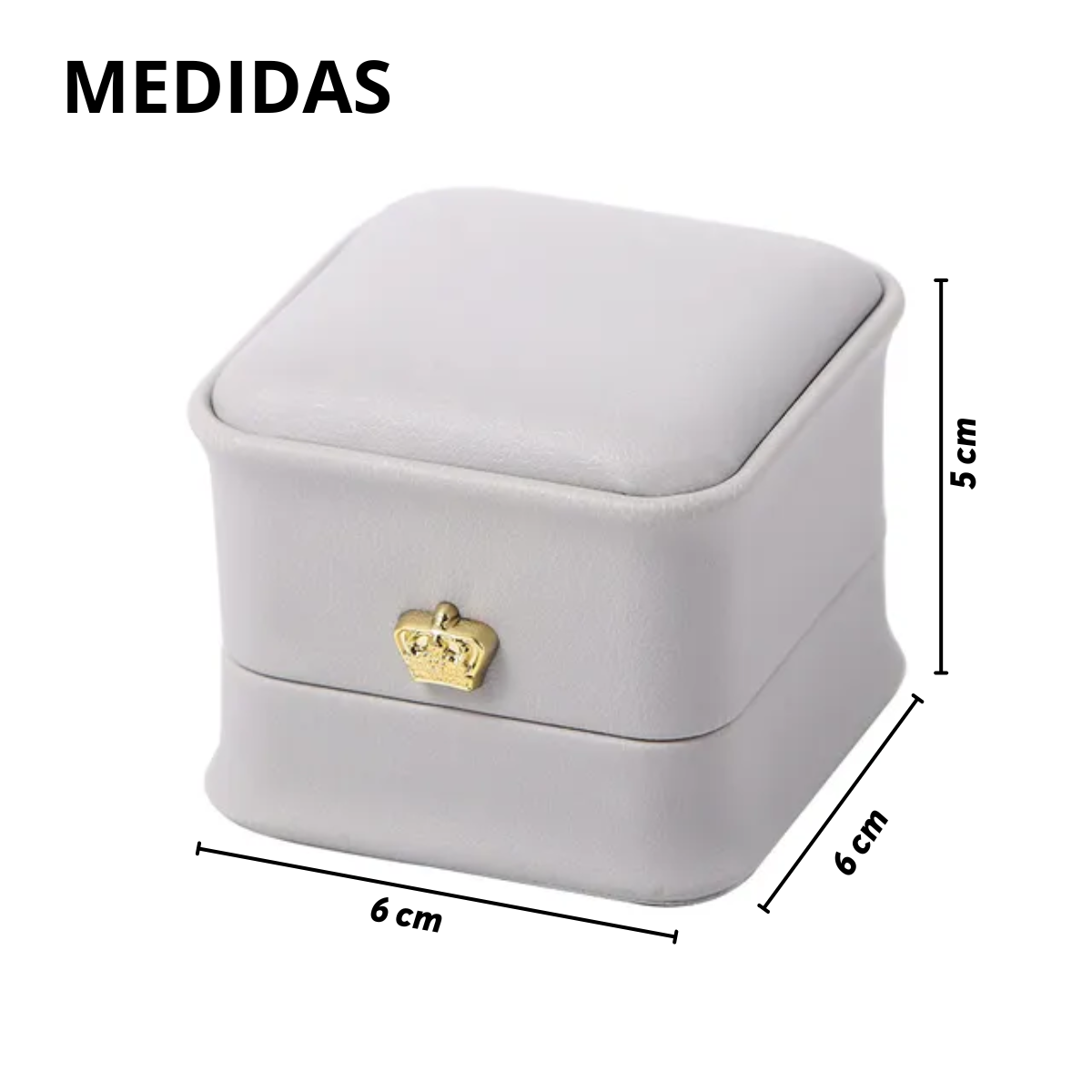 Caja Joyeria Cuadrado Piel Sintetica Gris