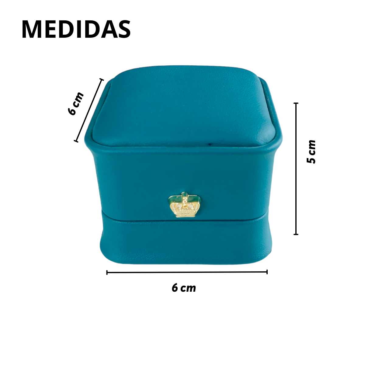 Caja Premium Joyeria Piel Sintetica Anillo 6 x 6 cm Esmeralda