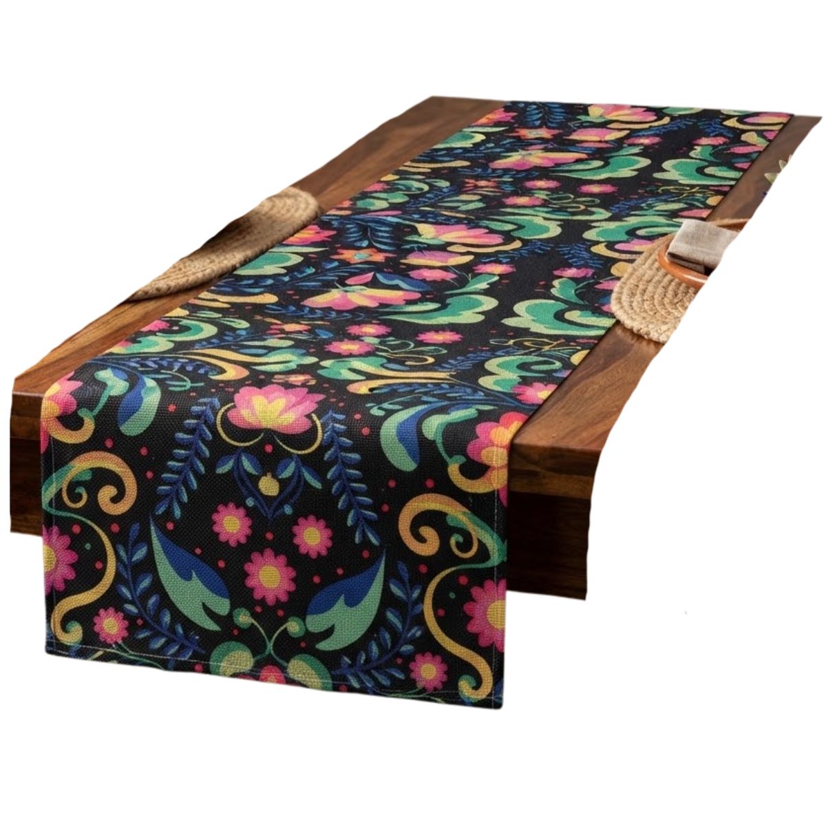 Camino de Mesa Diseño Floral Artesanal