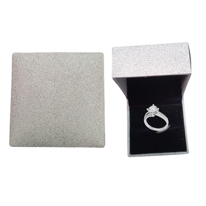 Caja Joyeria Cuadrado Piel Sintetica Gris