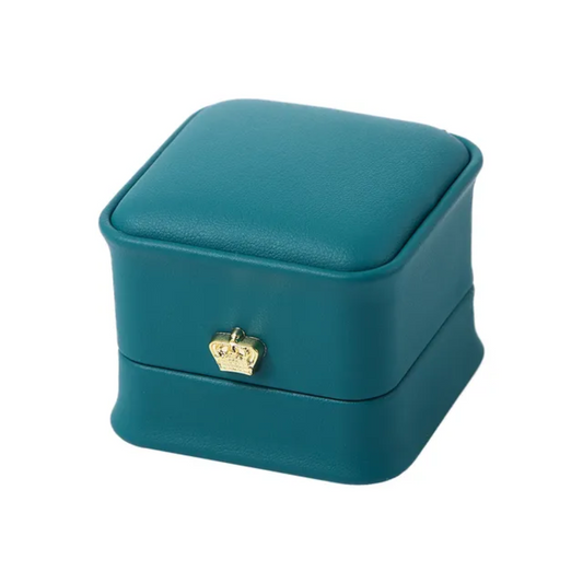 Caja Premium Joyeria Piel Sintetica Anillo 6 x 6 cm Esmeralda