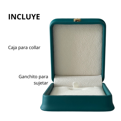 Caja Premium Joyeria Piel Sintetica Collar 7 x 8 cm Esmeralda