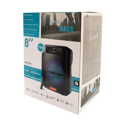 Bocina 8" micrófono, FM, USB, MIC, SD GTS-1520