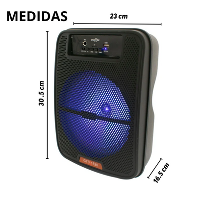 Bocina 8" micrófono, FM, USB, MIC, SD GTS-1520