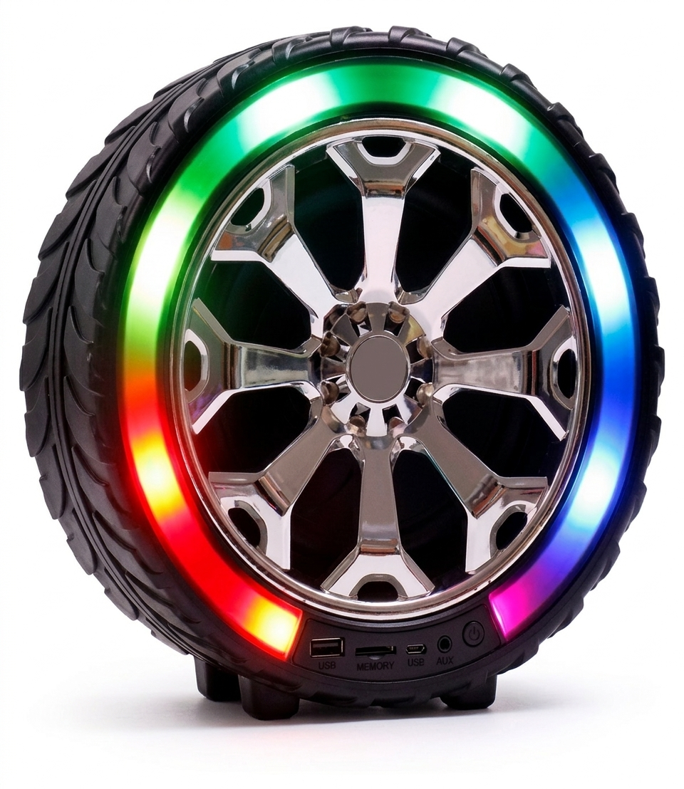 Bocina Bluethooth 3" Llanta LED GTS-1492B